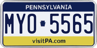 PA license plate MYO5565