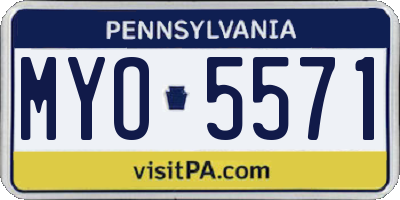PA license plate MYO5571