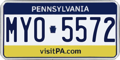 PA license plate MYO5572