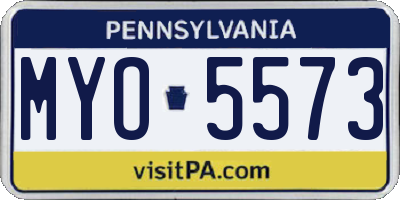 PA license plate MYO5573