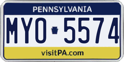 PA license plate MYO5574