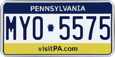 PA license plate MYO5575