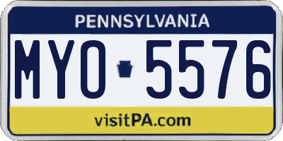 PA license plate MYO5576