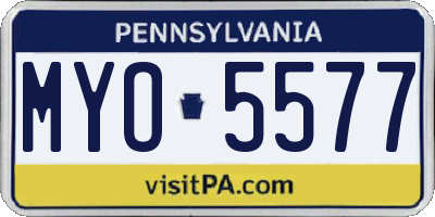PA license plate MYO5577