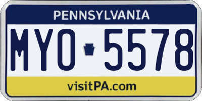 PA license plate MYO5578