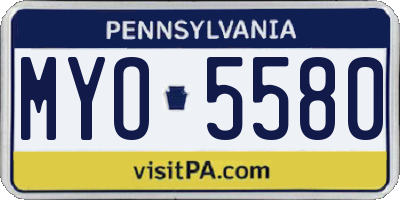PA license plate MYO5580