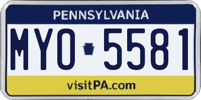 PA license plate MYO5581