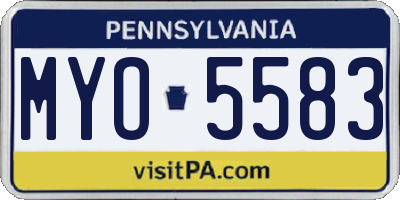 PA license plate MYO5583