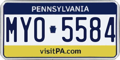 PA license plate MYO5584