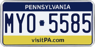 PA license plate MYO5585