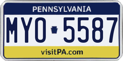 PA license plate MYO5587