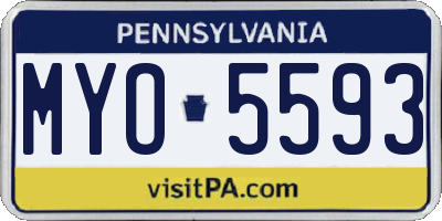 PA license plate MYO5593