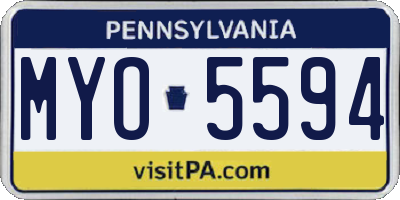 PA license plate MYO5594