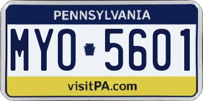 PA license plate MYO5601