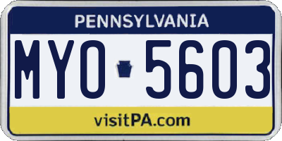 PA license plate MYO5603