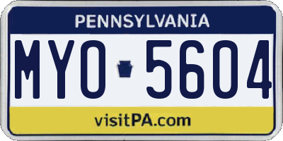 PA license plate MYO5604