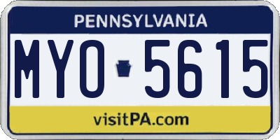 PA license plate MYO5615