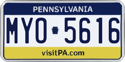 PA license plate MYO5616
