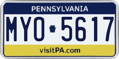 PA license plate MYO5617