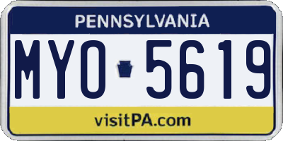 PA license plate MYO5619