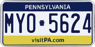 PA license plate MYO5624