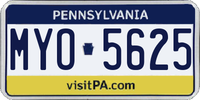 PA license plate MYO5625