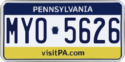 PA license plate MYO5626