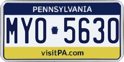 PA license plate MYO5630
