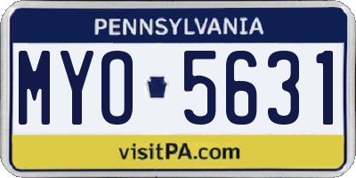 PA license plate MYO5631