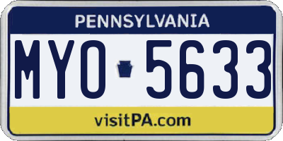 PA license plate MYO5633