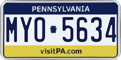 PA license plate MYO5634