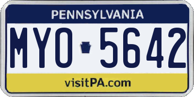 PA license plate MYO5642