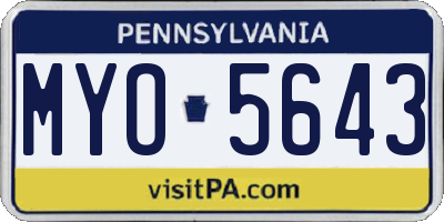 PA license plate MYO5643