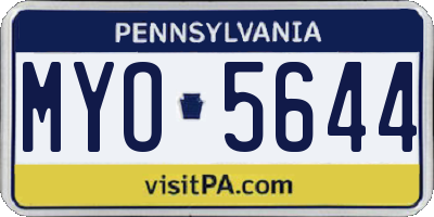 PA license plate MYO5644