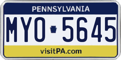 PA license plate MYO5645