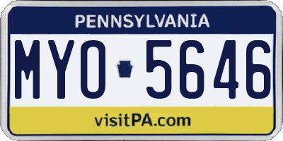 PA license plate MYO5646