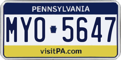 PA license plate MYO5647