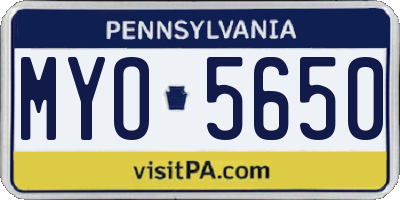 PA license plate MYO5650