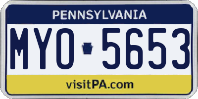 PA license plate MYO5653