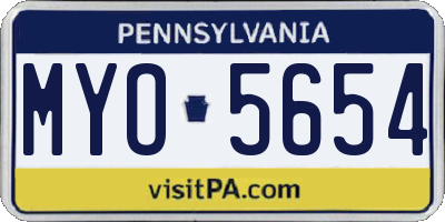PA license plate MYO5654