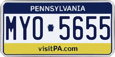 PA license plate MYO5655