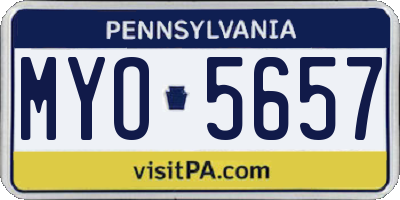 PA license plate MYO5657