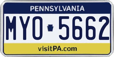 PA license plate MYO5662