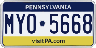 PA license plate MYO5668