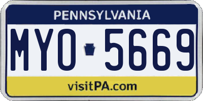PA license plate MYO5669