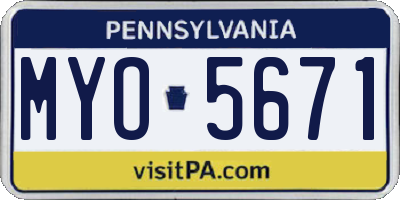PA license plate MYO5671