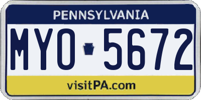 PA license plate MYO5672