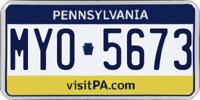 PA license plate MYO5673