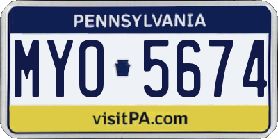 PA license plate MYO5674