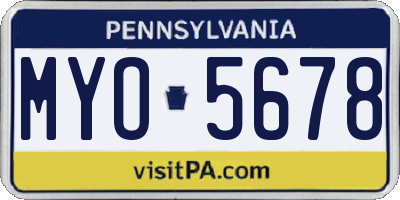PA license plate MYO5678